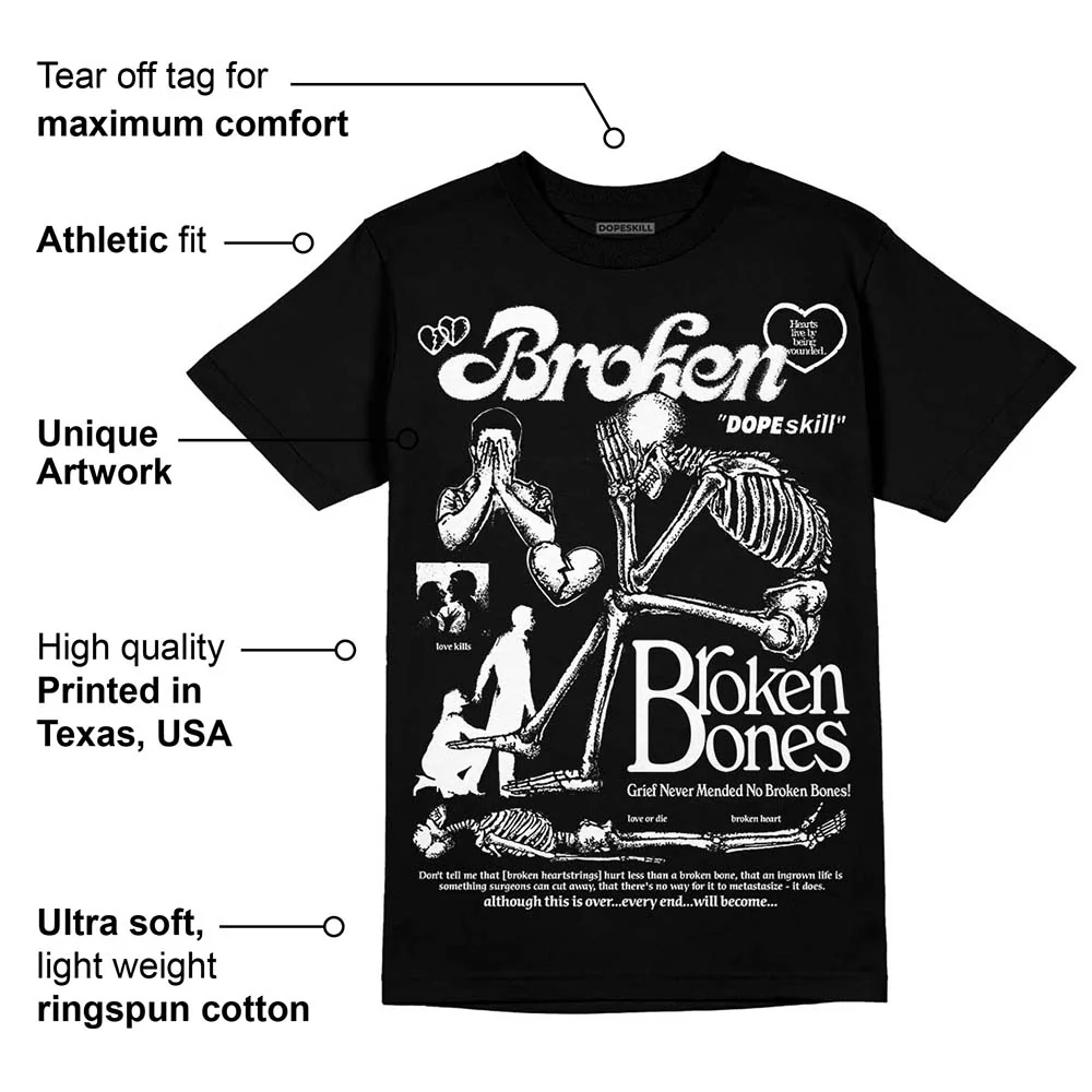 Black and White Collection DopeSkill T-Shirt Broken Bones Graphic - Image 3