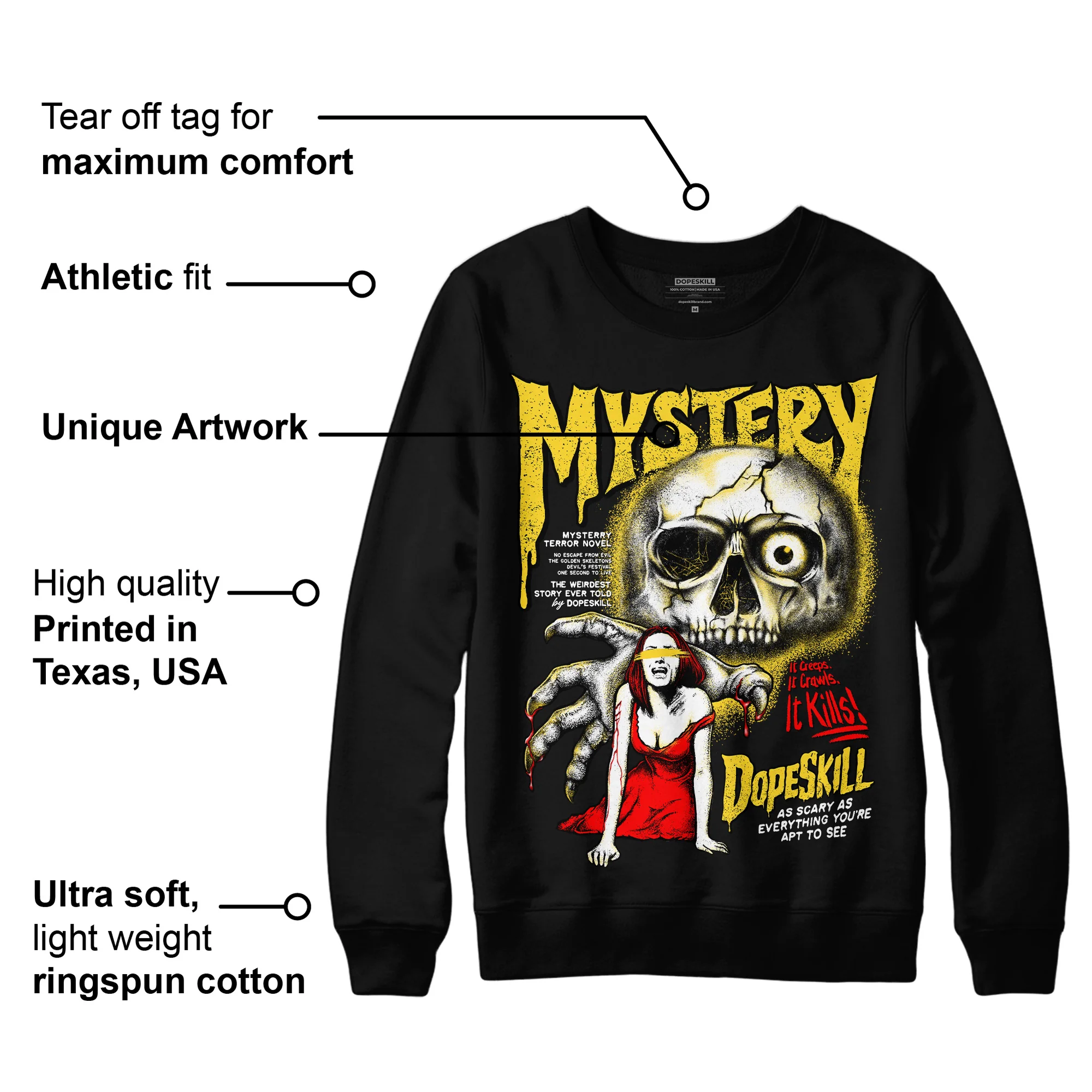 Black Tour Yellow AJ 4 Thunder DopeSkill Sweatshirt Mystery Ghostly Grasp Graphic - Image 3