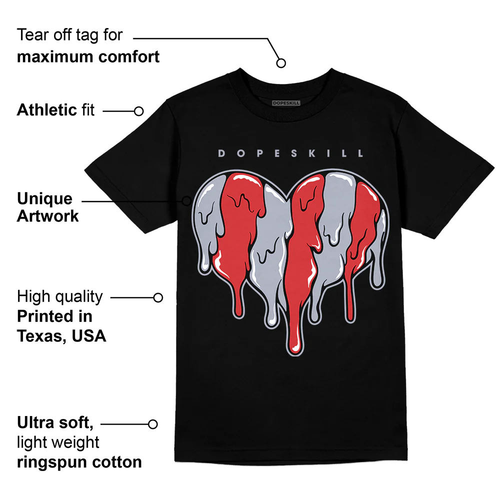 Bred Reimagined 4s DopeSkill T-Shirt Slime Drip Heart Graphic - Image 3