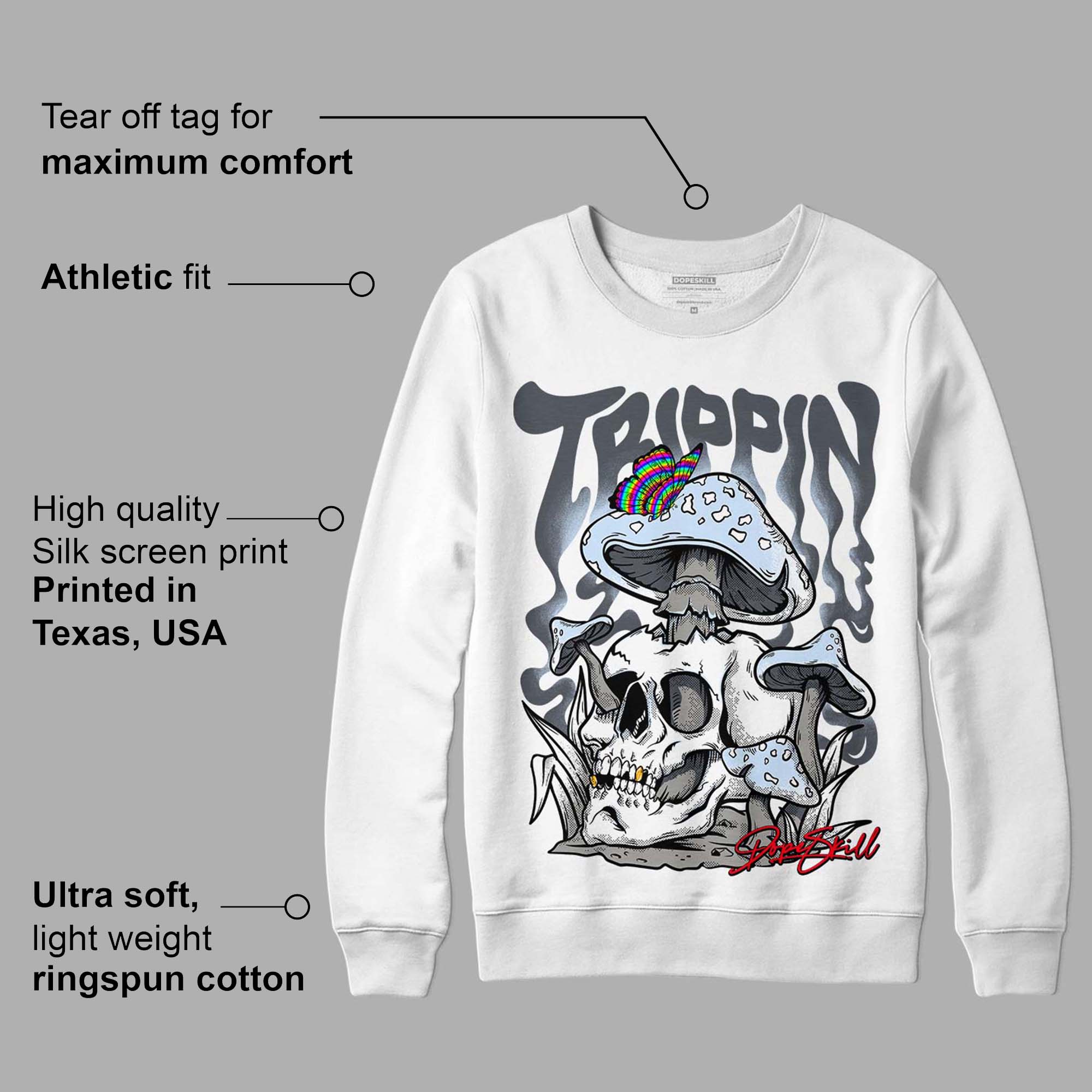 Cool Grey 11s DopeSkill Sweatshirt Trippin Graphic - Image 3