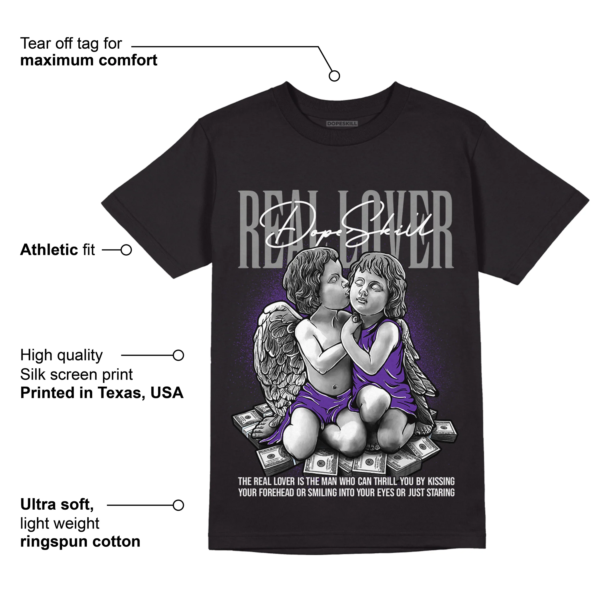 Court Purple 13s DopeSkill T-Shirt Real Lover Graphic - Image 3