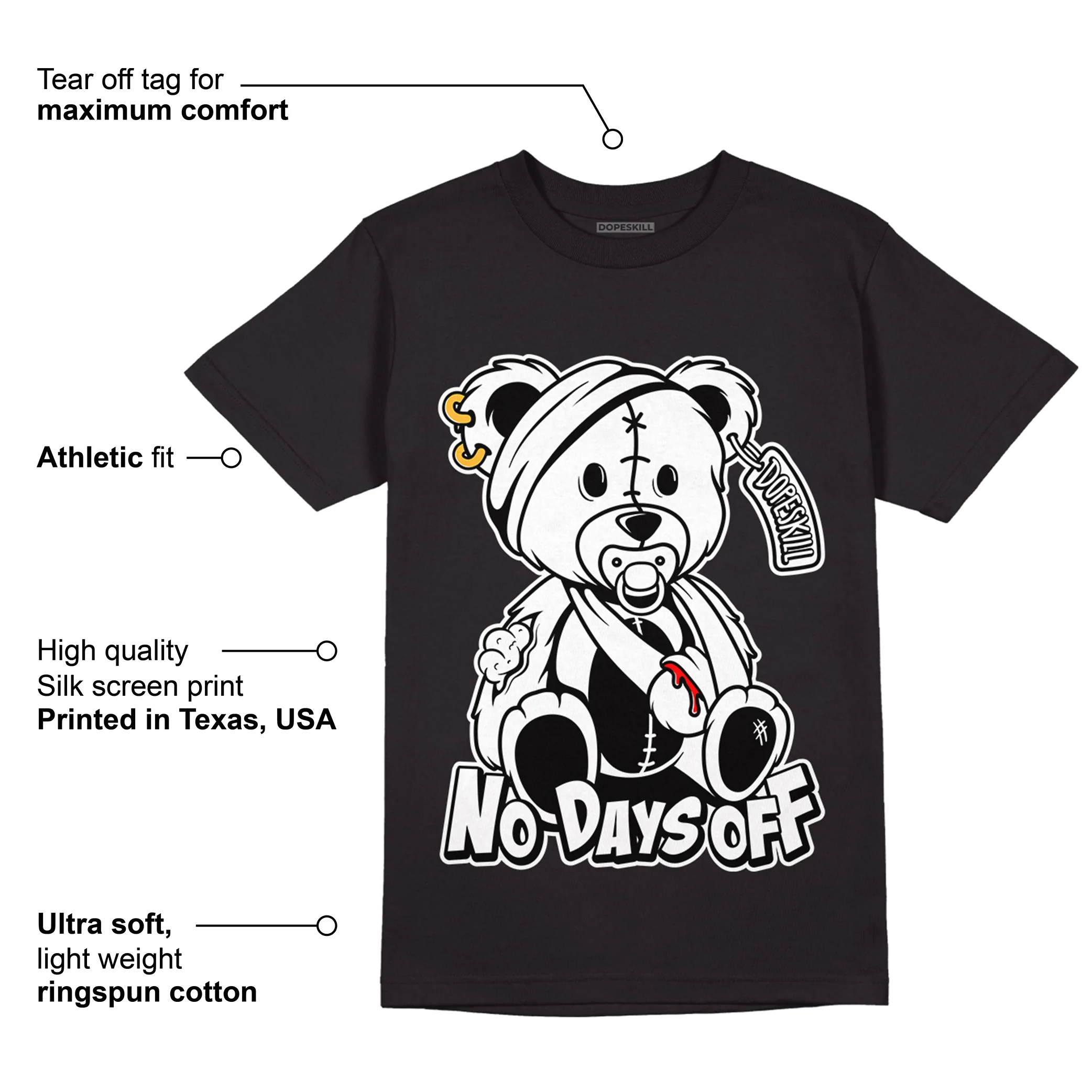 Dunk Low Panda White Black DopeSkill T-Shirt Hurt Bear Graphic - Image 3