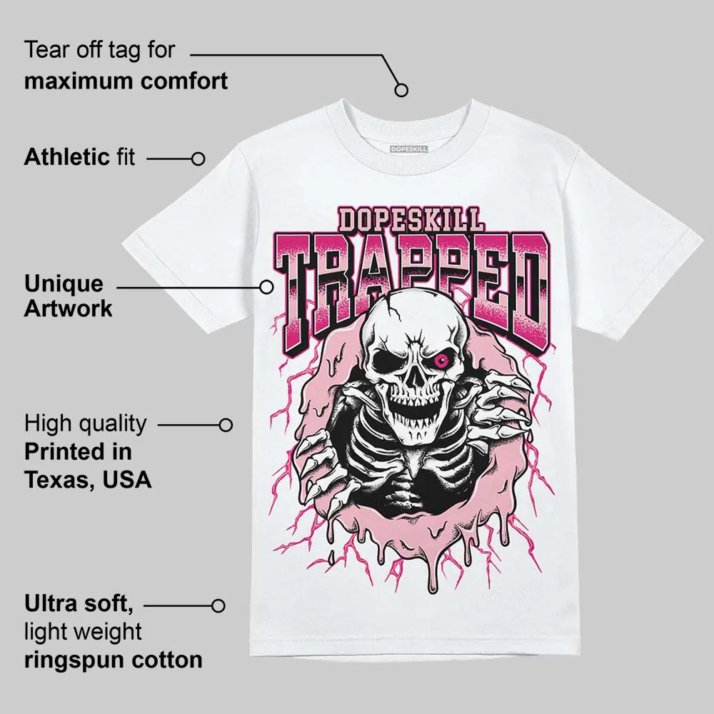 AJ 1 Mid Coral Chalk DopeSkill T-Shirt Trapped Halloween Rush Pink Graphic - Image 3