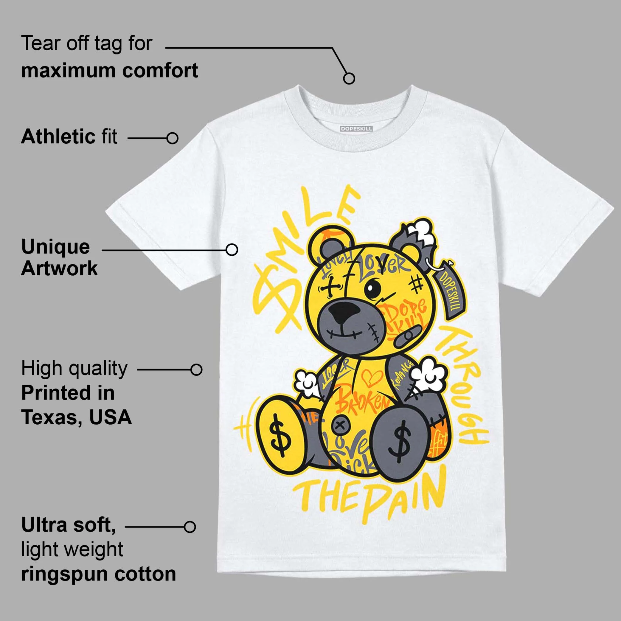 AJ 4 Lightning DopeSkill T-Shirt Smile Through The Pain Graphic - Image 3