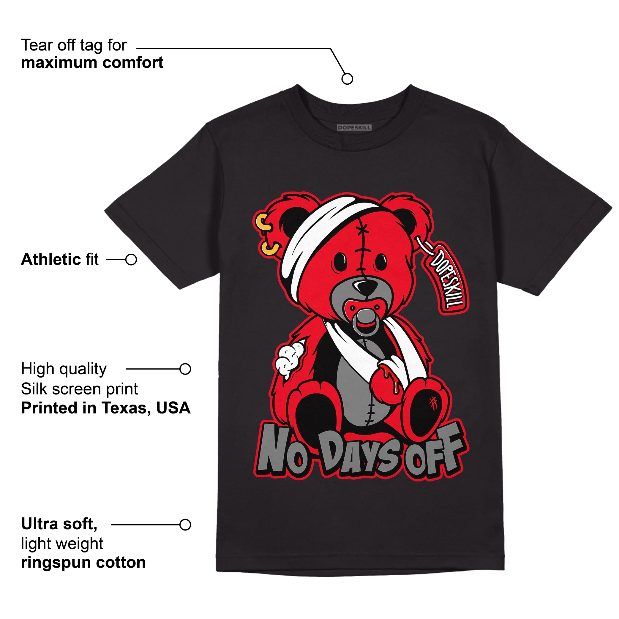 AJ 4 Red Thunder DopeSkill T-shirt Hurt Bear Graphic - Image 3