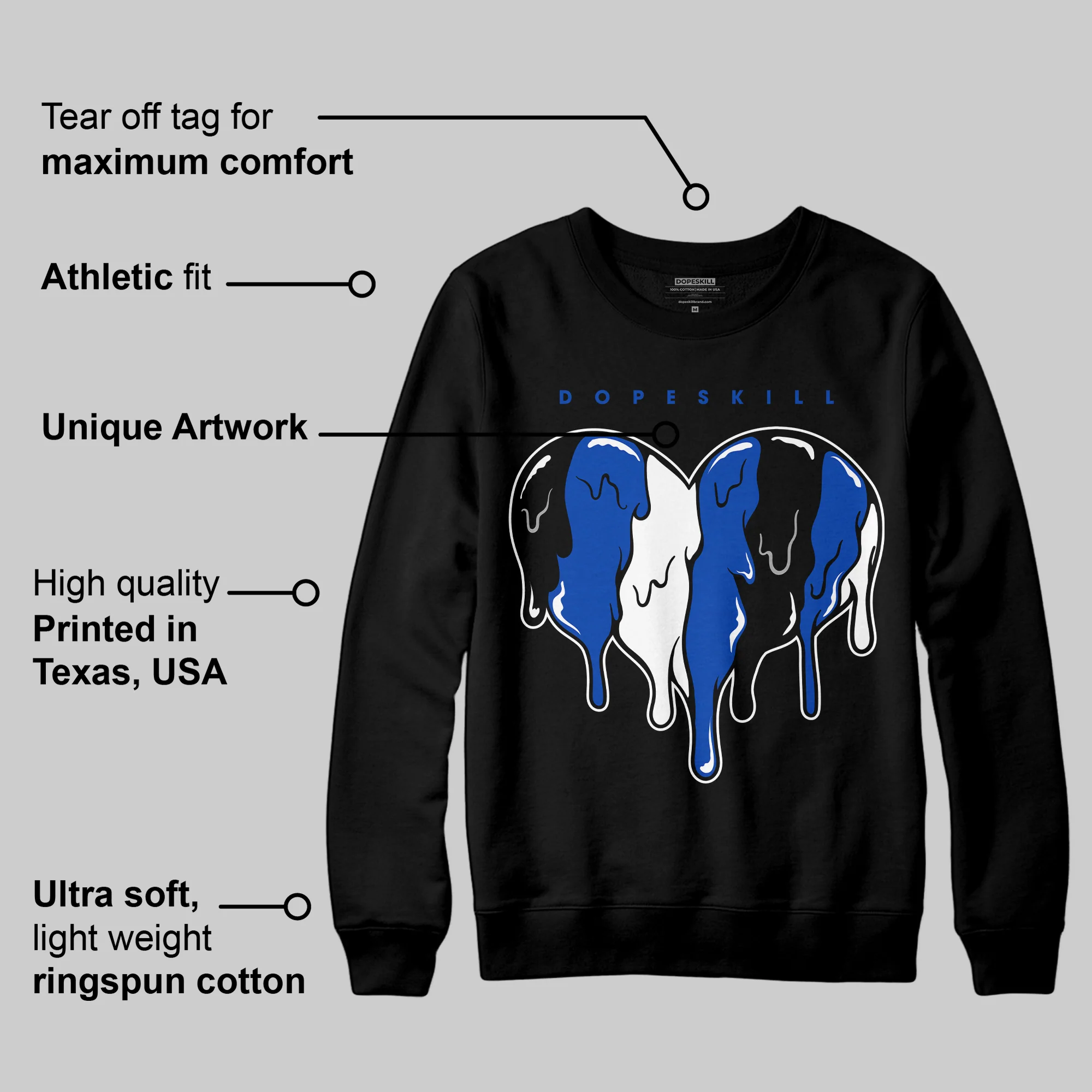 AJ 5 Racer Blue DopeSkill Sweatshirt Slime Drip Heart Graphic - Image 3