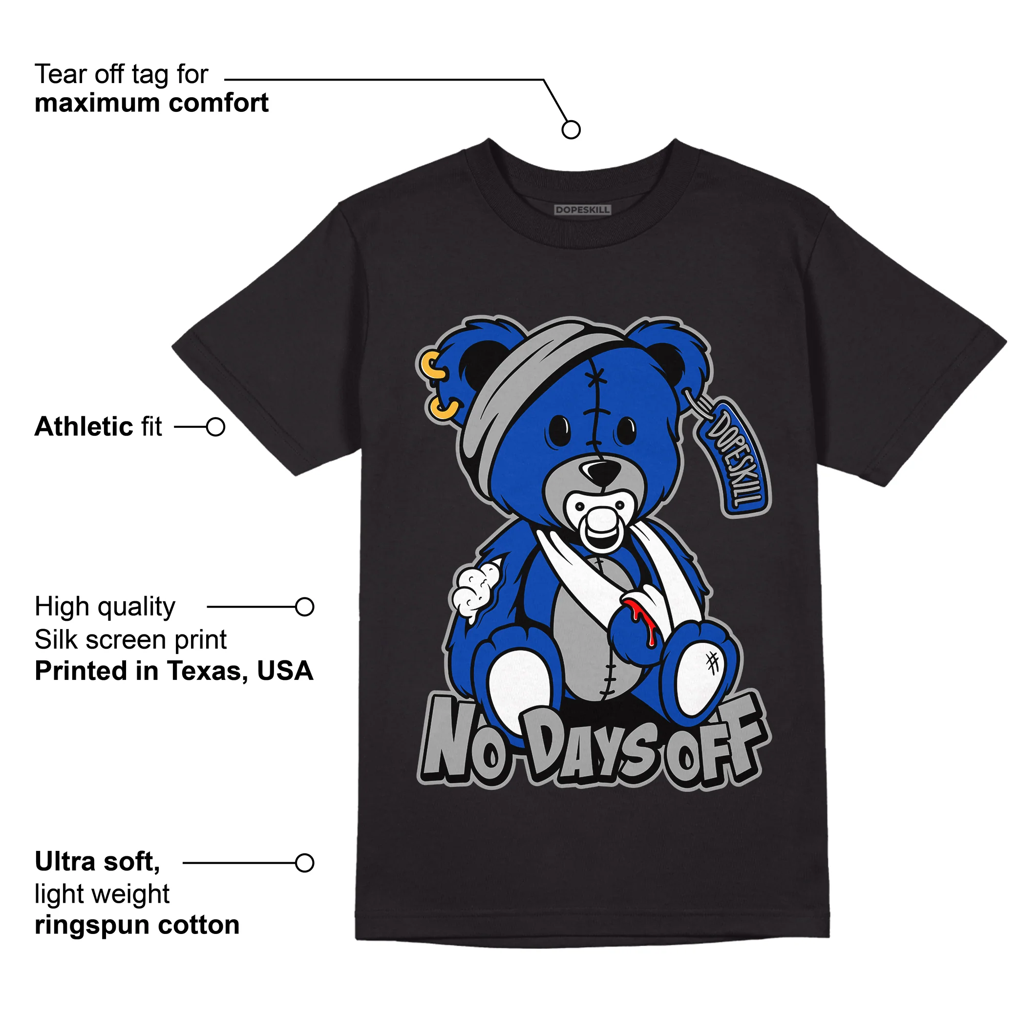 AJ 5 Racer Blue DopeSkill T-Shirt Hurt Bear Graphic - Image 3