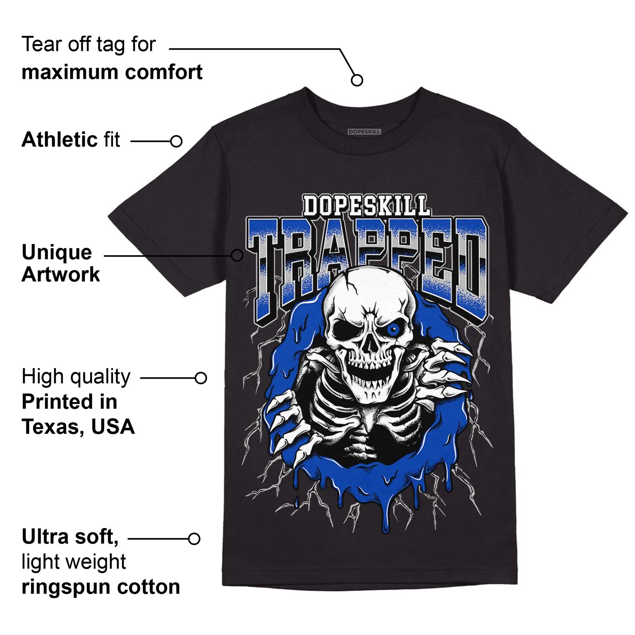 AJ 5 Racer Blue DopeSkill T-Shirt Trapped Halloween Graphic - Image 3