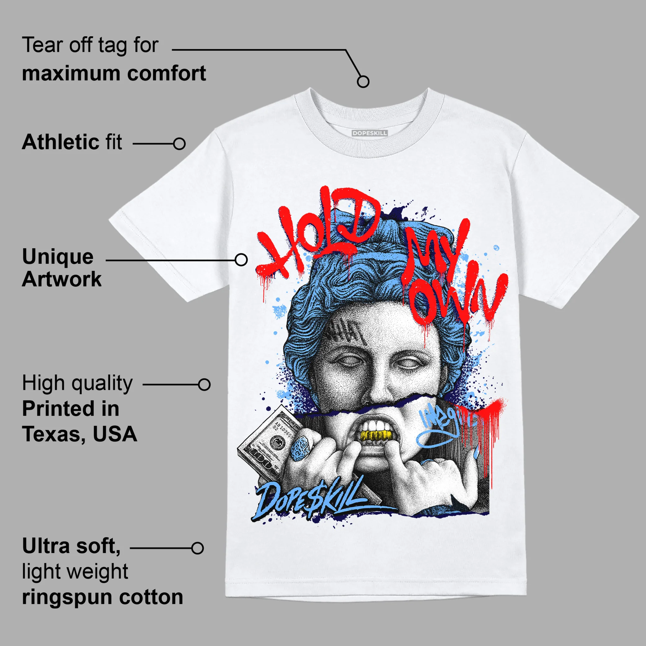 AJ 6 University Blue DopeSkill T-Shirt Hold My Own Graphic - Image 3