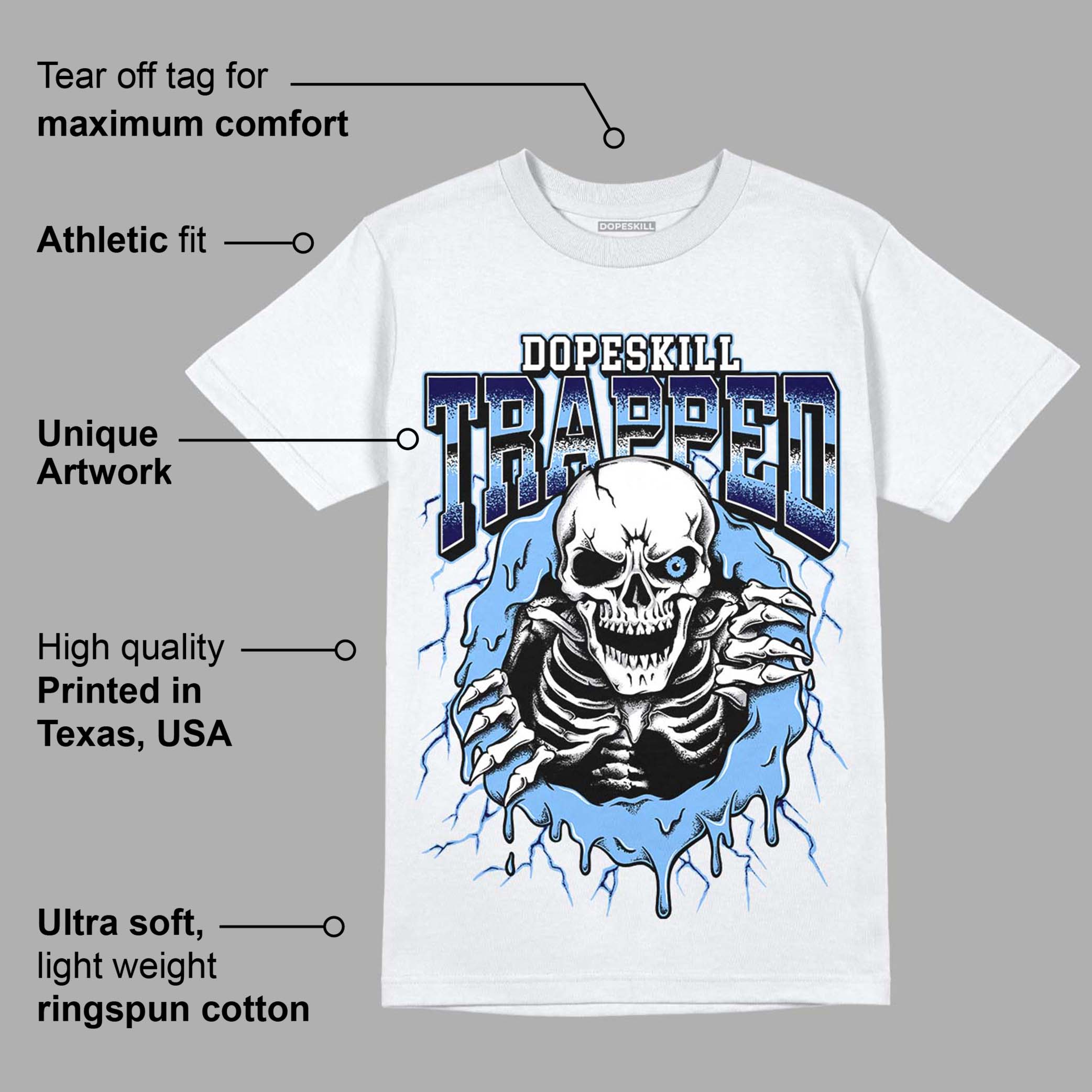 AJ 6 University Blue DopeSkill T-Shirt Trapped Halloween Graphic - Image 3