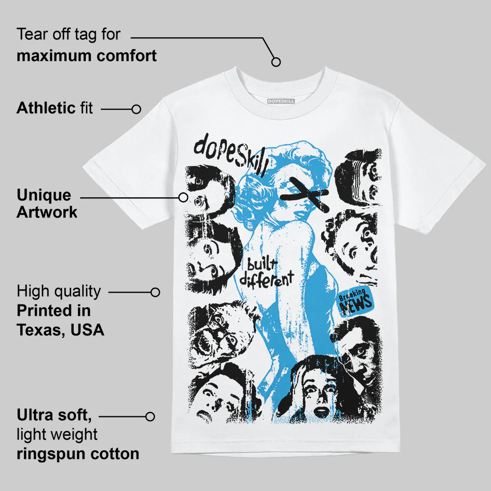 Military Blue 4s DopeSkill T-Shirt Built Different Graphic - Image 3