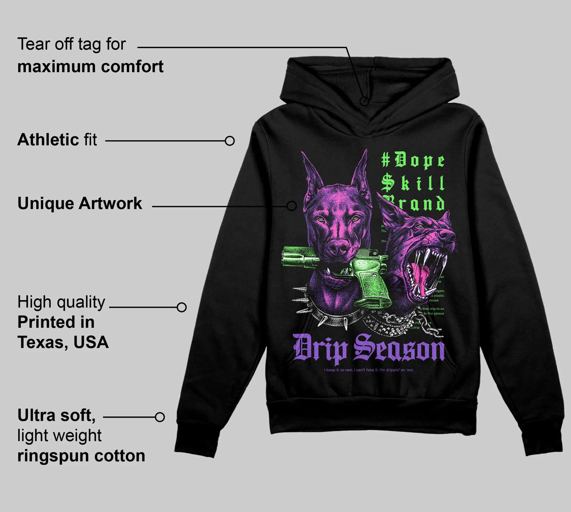 PURPLE 'New Drip Season' DopeSkill Graphic Hoodie - Image 3