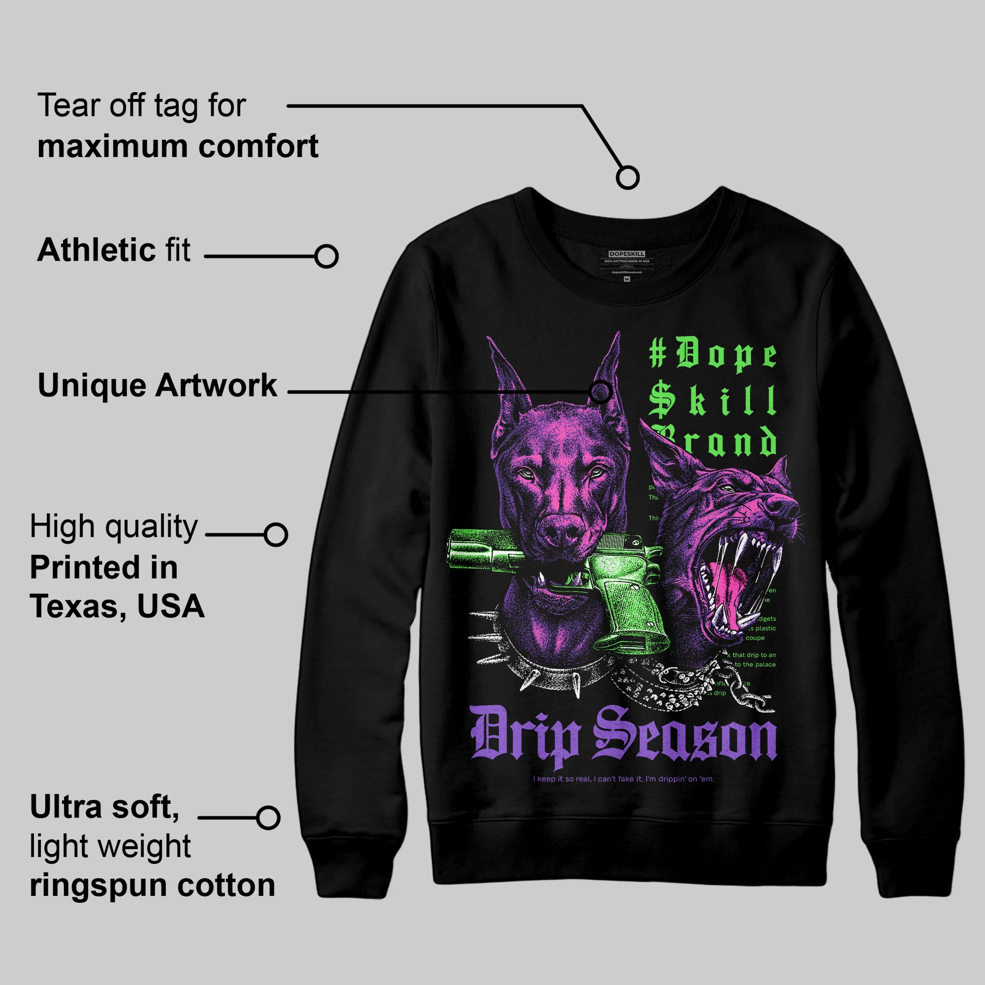 PURPLE 'New Drip Season' DopeSkill Graphic Sweatshirt - Image 4