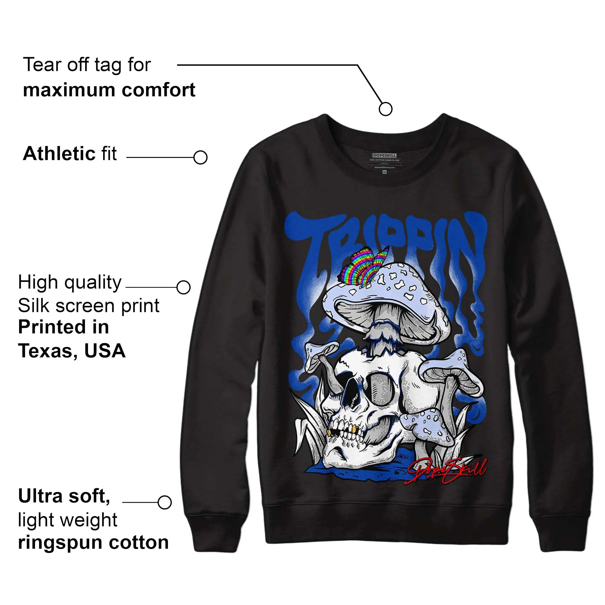 Racer Blue 5s DopeSkill Sweatshirt Trippin Graphic - Image 3
