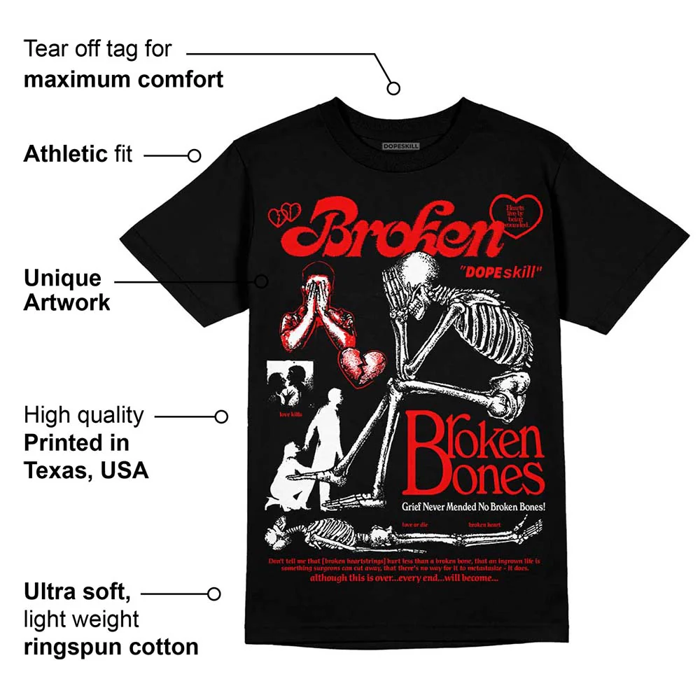 Red Collection DopeSkill T-Shirt Broken Bones Graphic - Image 3