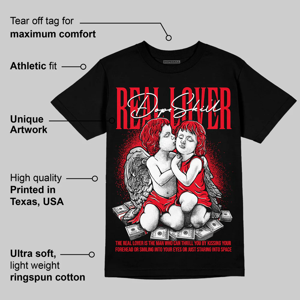 Red Thunder 4s DopeSkill T-shirt Real Lover Graphic - Image 3