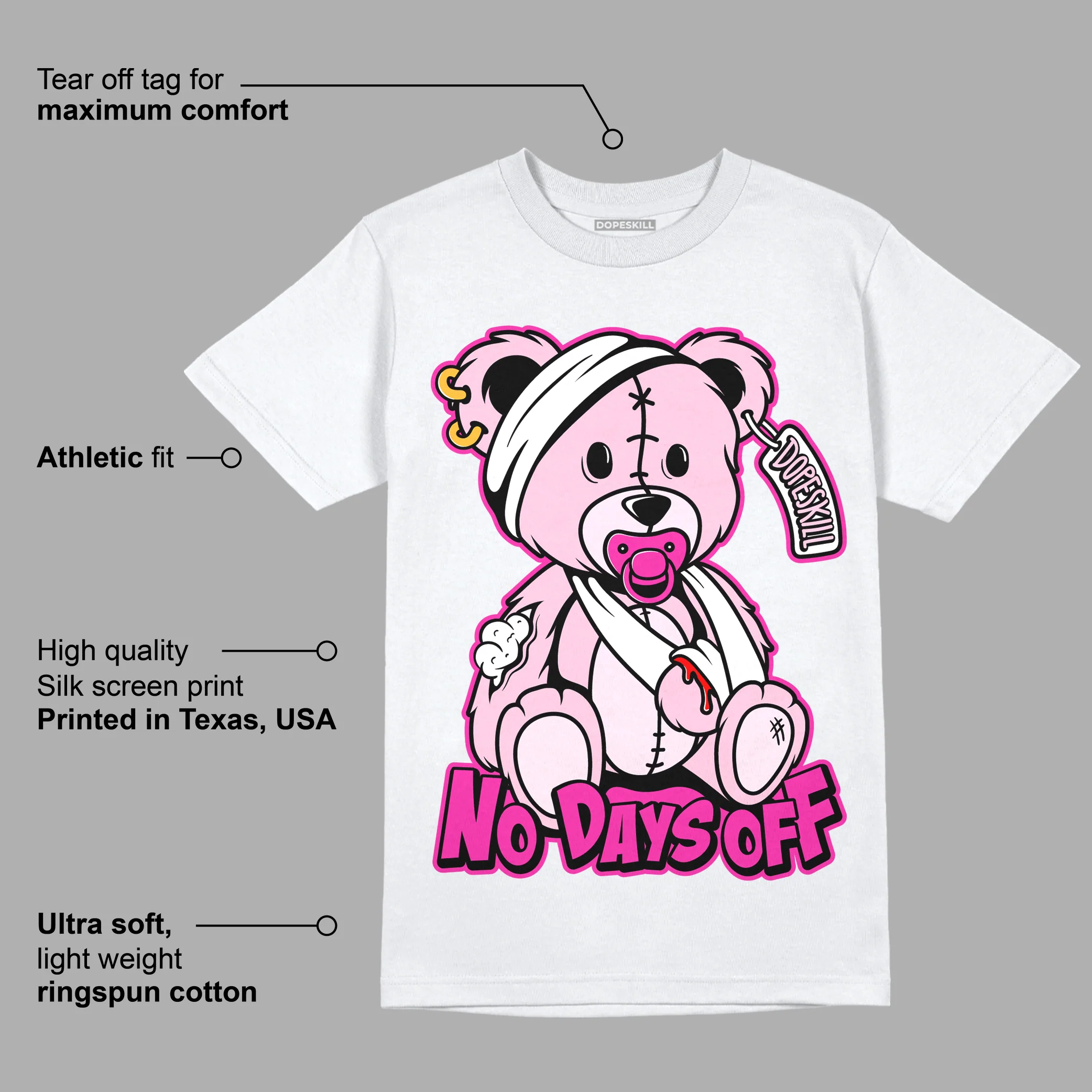 Triple Pink Dunk Low DopeSkill T-Shirt Hurt Bear Graphic - Image 3