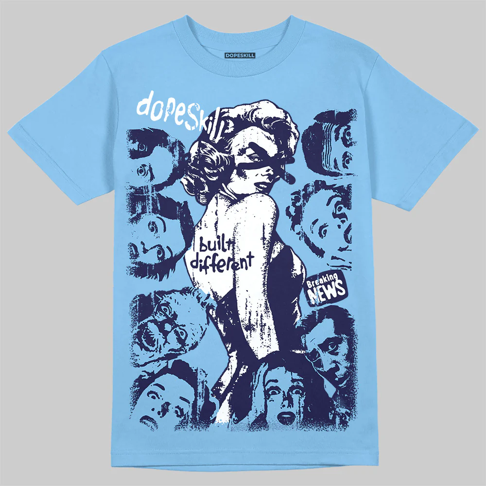 University Blue Collection DopeSkill T-Shirt Built Different Graphic - Image 3
