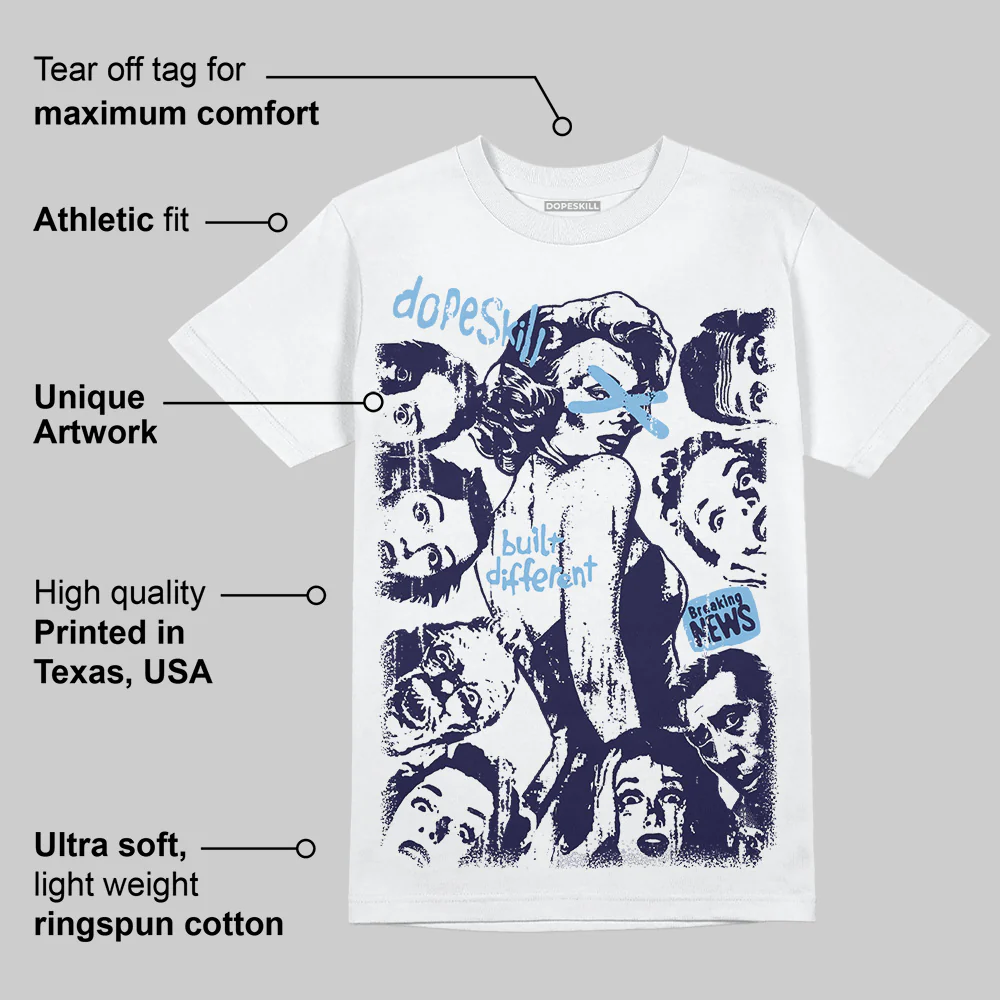 University Blue Collection DopeSkill T-Shirt Built Different Graphic - Image 5