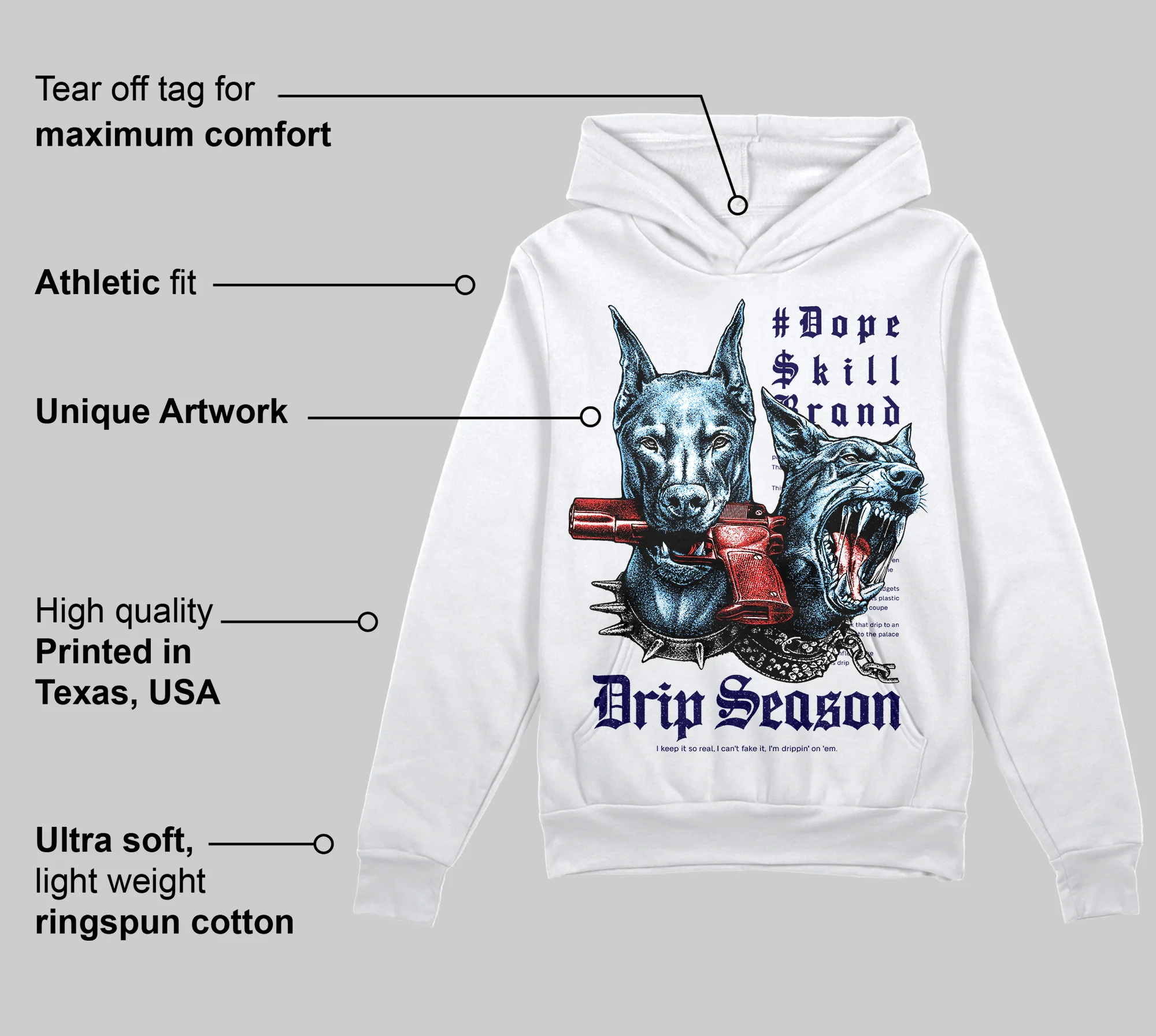 University Blue 'New Drip Season' DopeSkill Graphic Hoodie - Image 3