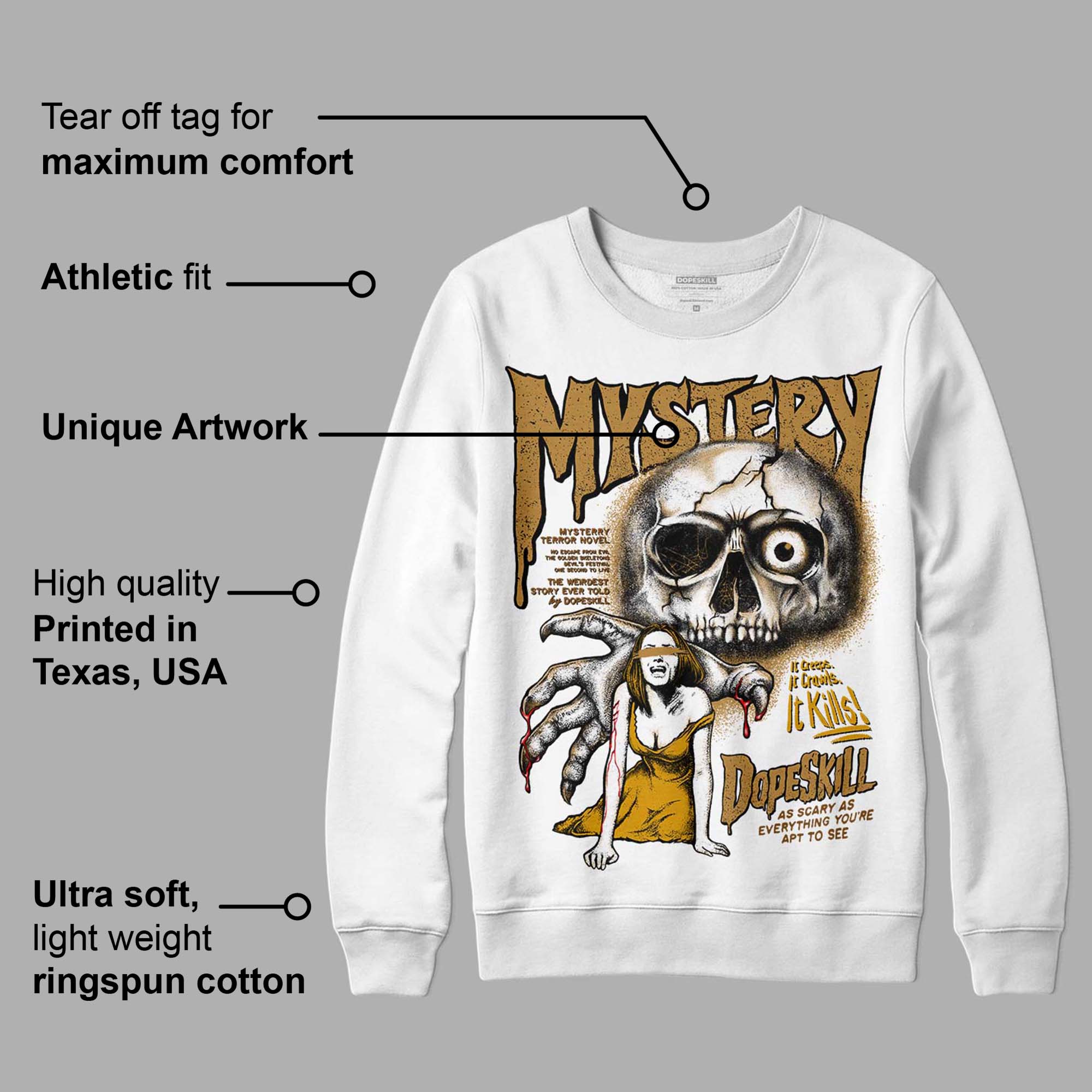 Wheat 13s DopeSkill Sweatshirt Mystery Ghostly Grasp Graphic - Image 3
