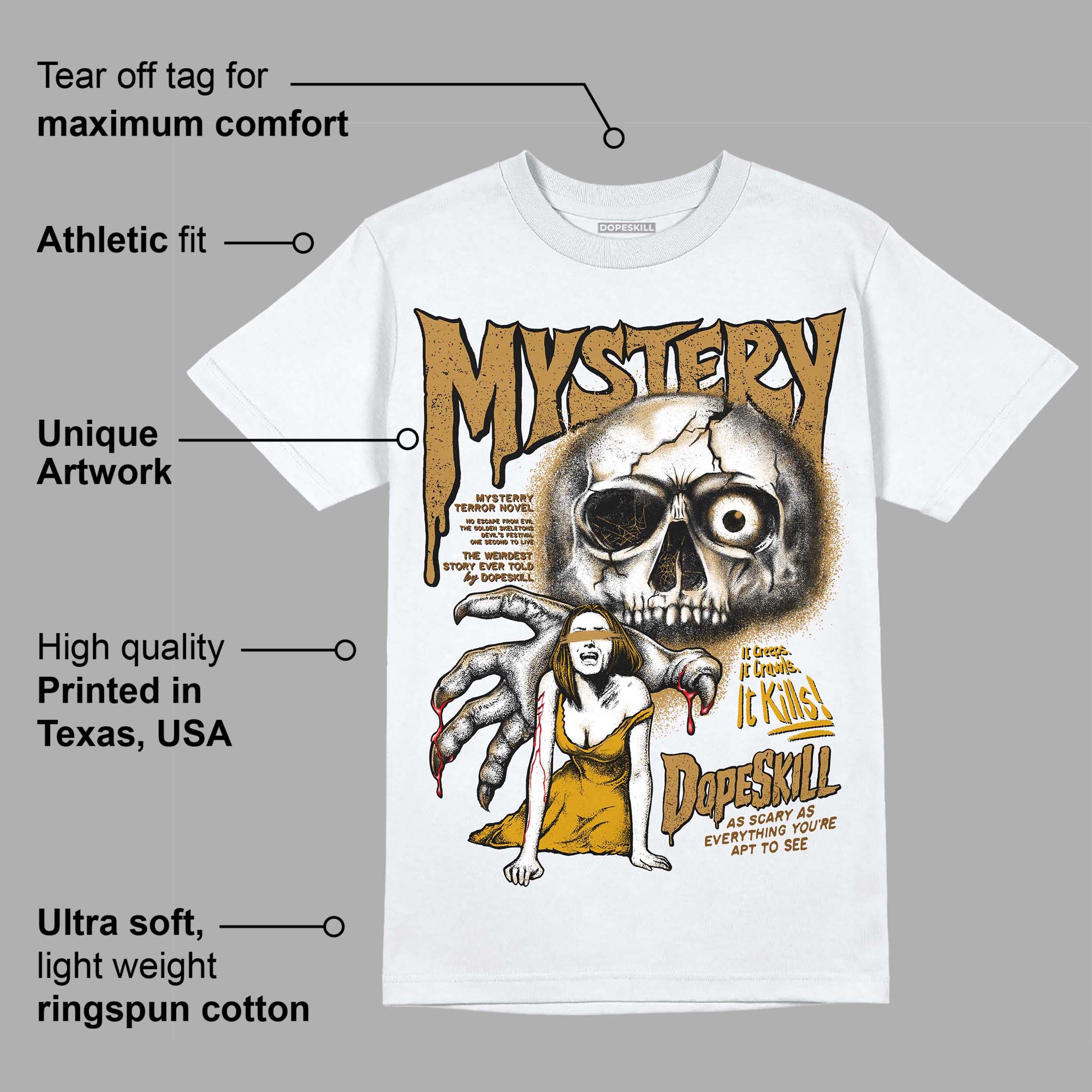 Wheat 13s DopeSkill T-Shirt Mystery Ghostly Grasp Graphic - Image 3